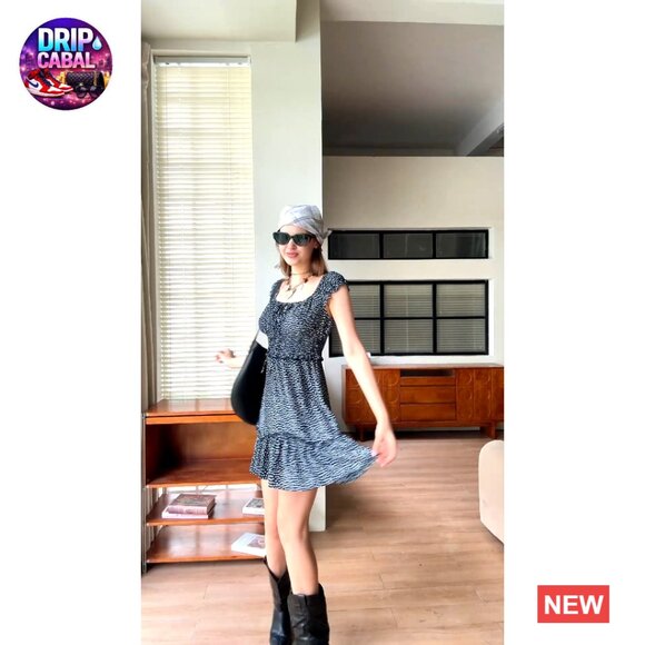 Polyester Mini Dress with Sweetheart Neckline and Ruffle Sleeves - Picture 5 of 7